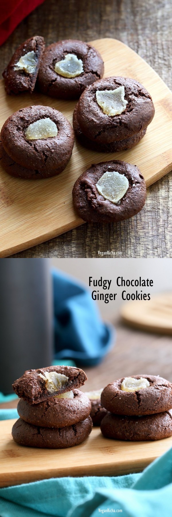 Fudgy Chocolate Cookies with Candied Ginger Gluten-free