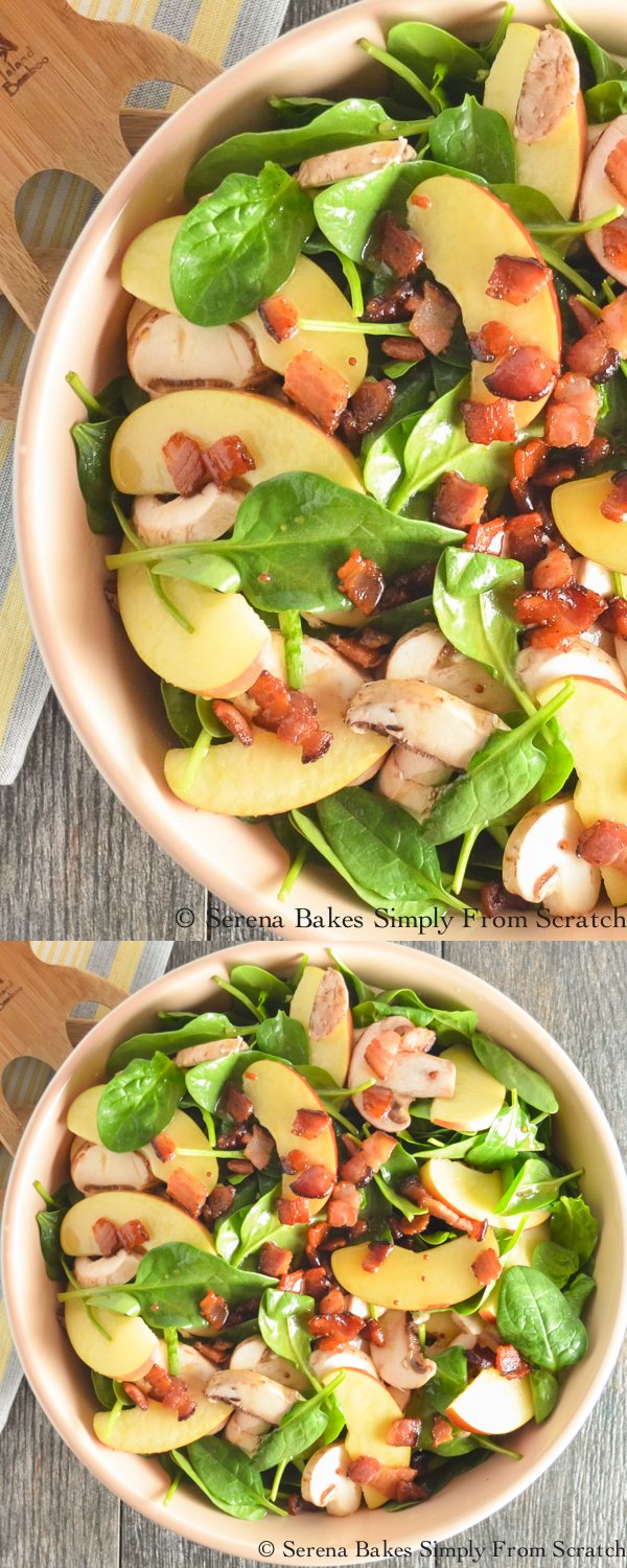 Fuji Apple Spinach Bacon Salad With Creamy Honey Mustard Vinaigrette