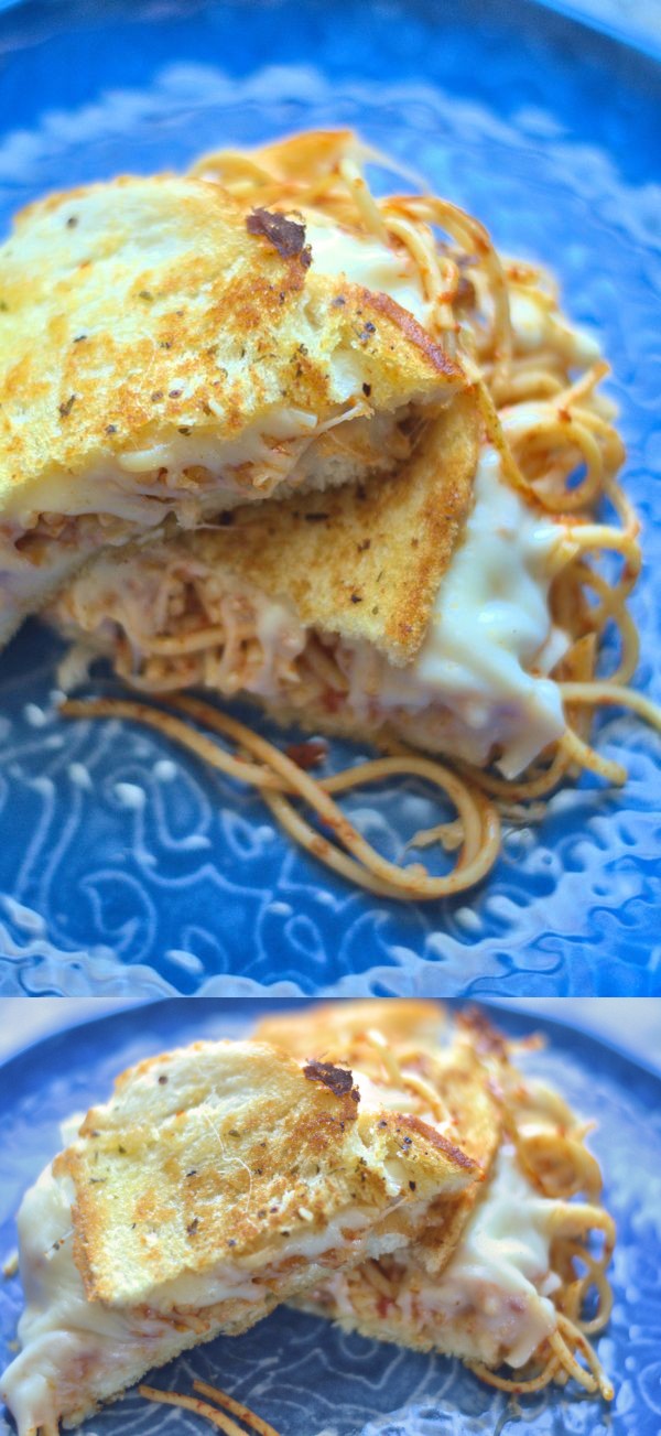 Garlic Bread Spaghetti Grilled Cheese