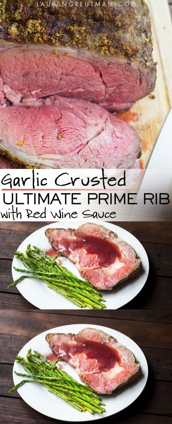 Garlic Spiked Prime Rib Roast with Red Wine Sauce