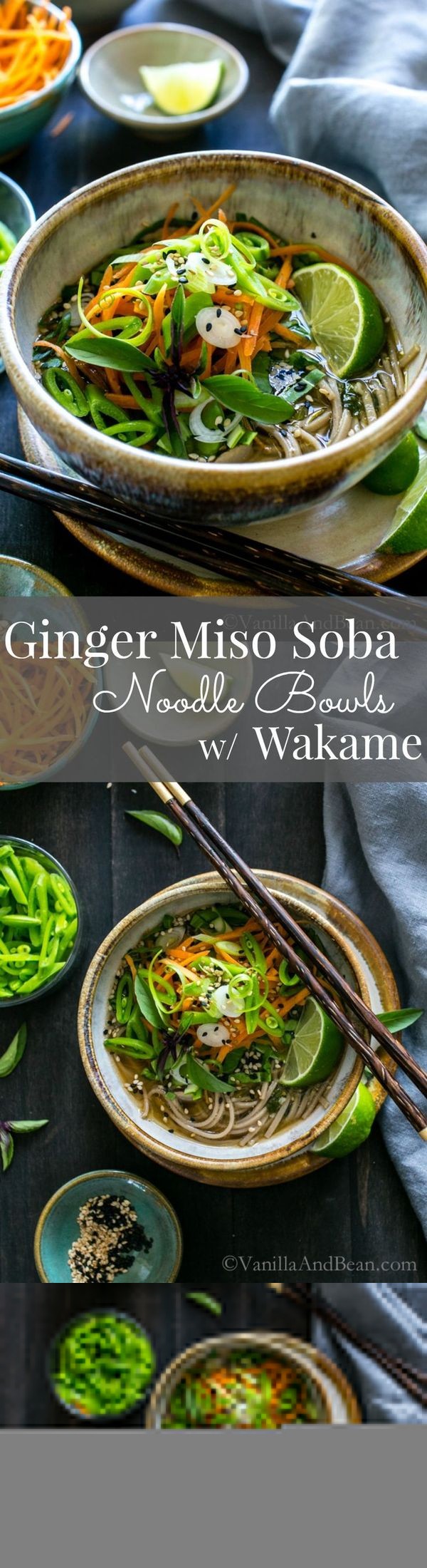 Ginger Miso Soba Noodle Bowls with Wakame