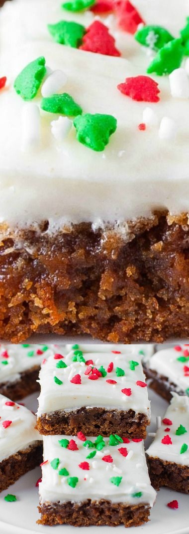 Gingerbread Bars with Eggnog Frosting