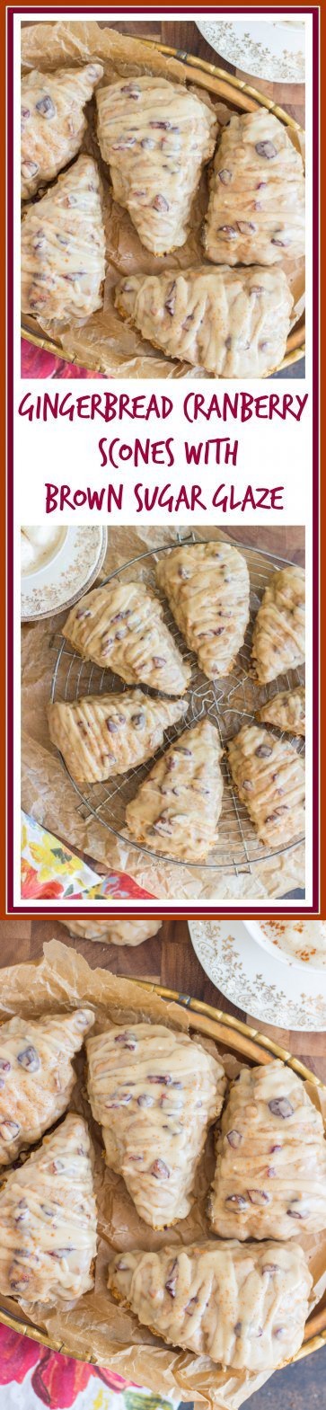 Gingerbread Cranberry Scones with Brown Sugar Glaze