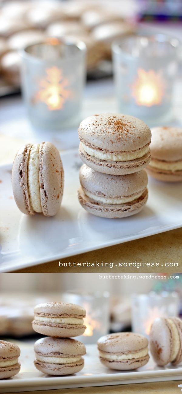 Gingerbread macarons with eggnog buttercream