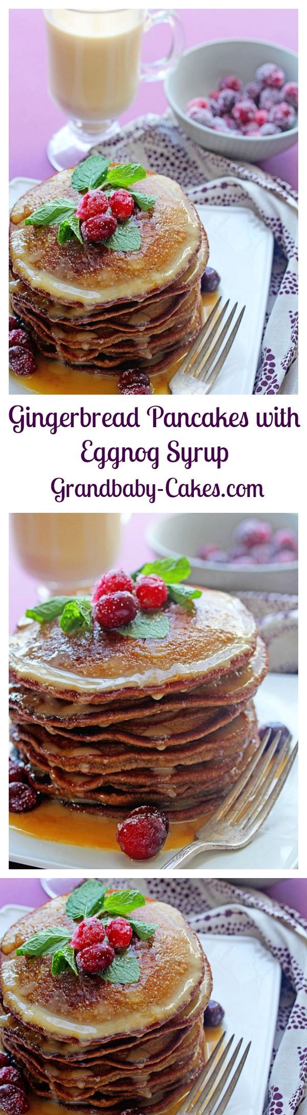 Gingerbread Pancakes with Eggnog Syrup