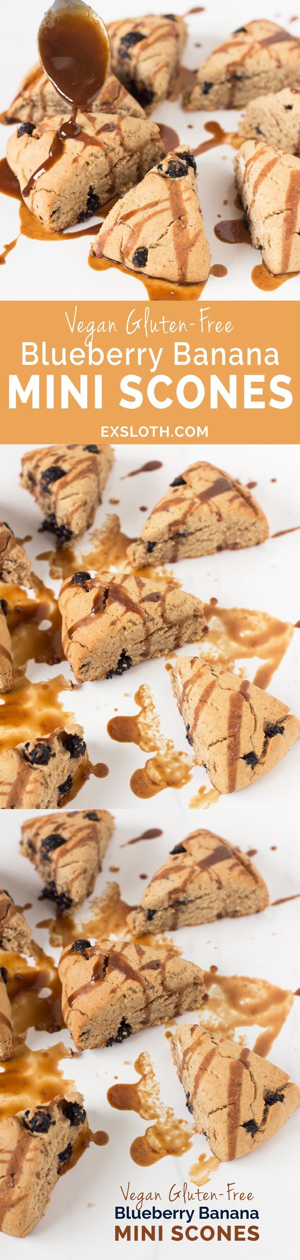 Gluten-Free Blueberry Banana Scones with Blueberry Black Tea Glaze