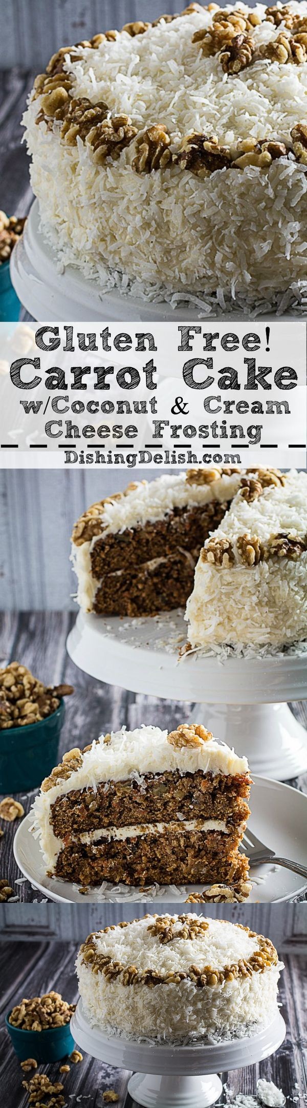 Gluten Free Carrot Cake with Coconut & Cream Cheese Frosting