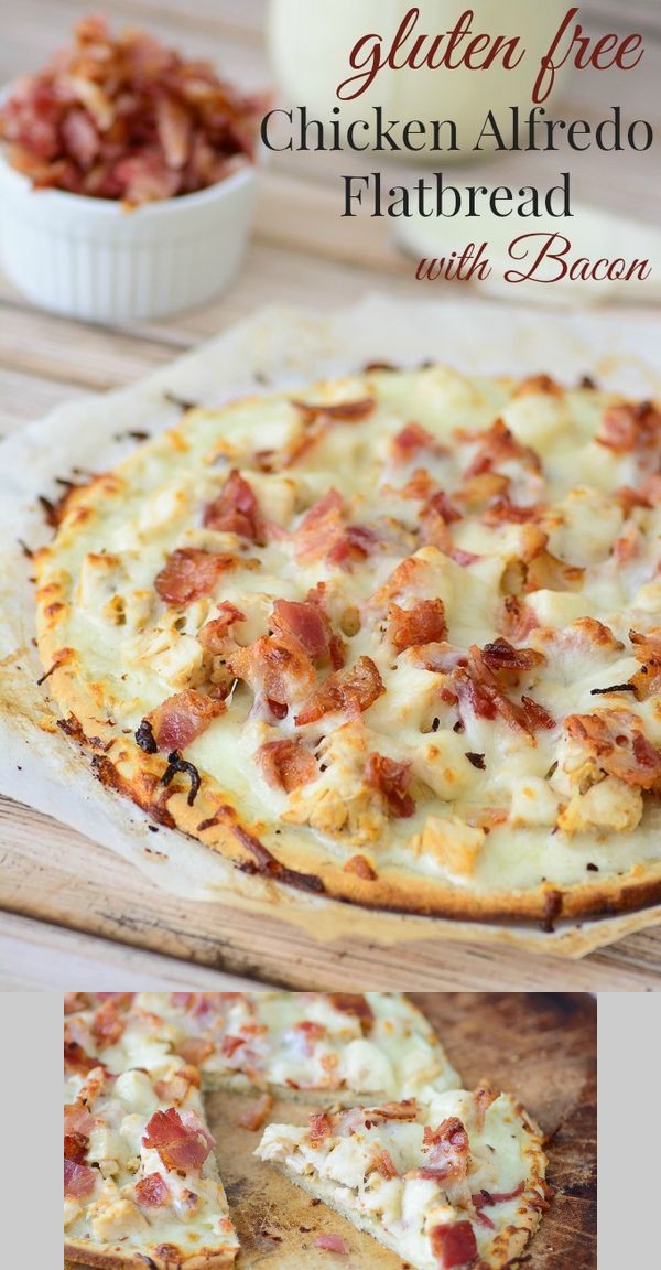 Gluten Free Chicken Alfredo Flatbread with Bacon