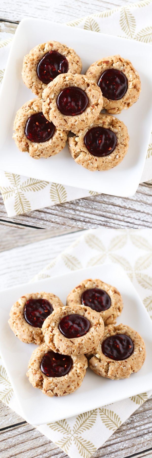 Gluten free vegan raspberry thumbprint cookies