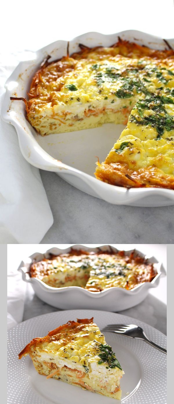 Goat Cheese & Herb Quiche with Sweet Potato Crust