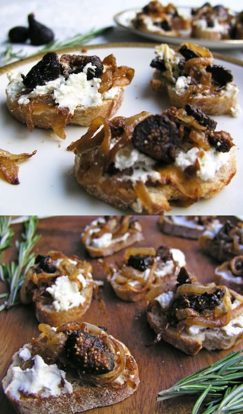 Goat cheese, caramelized onion & fig bruschetta