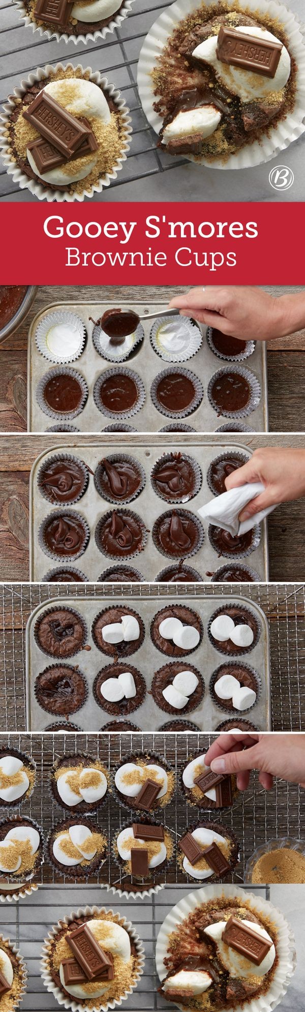 Gooey S’mores Brownie Cups