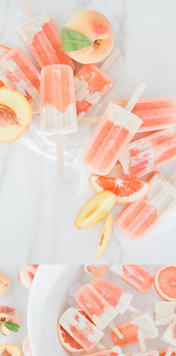 Grapefruit + Peach Cream Popsicles