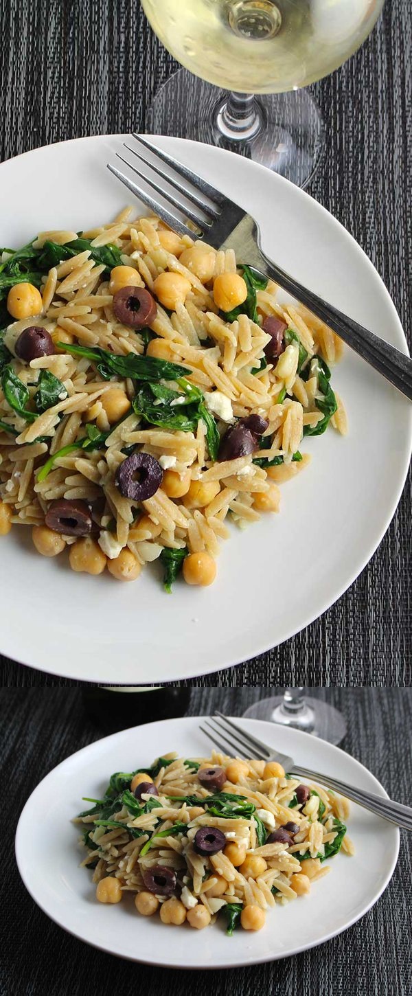 Greek Orzo with Spinach, Olives and Feta