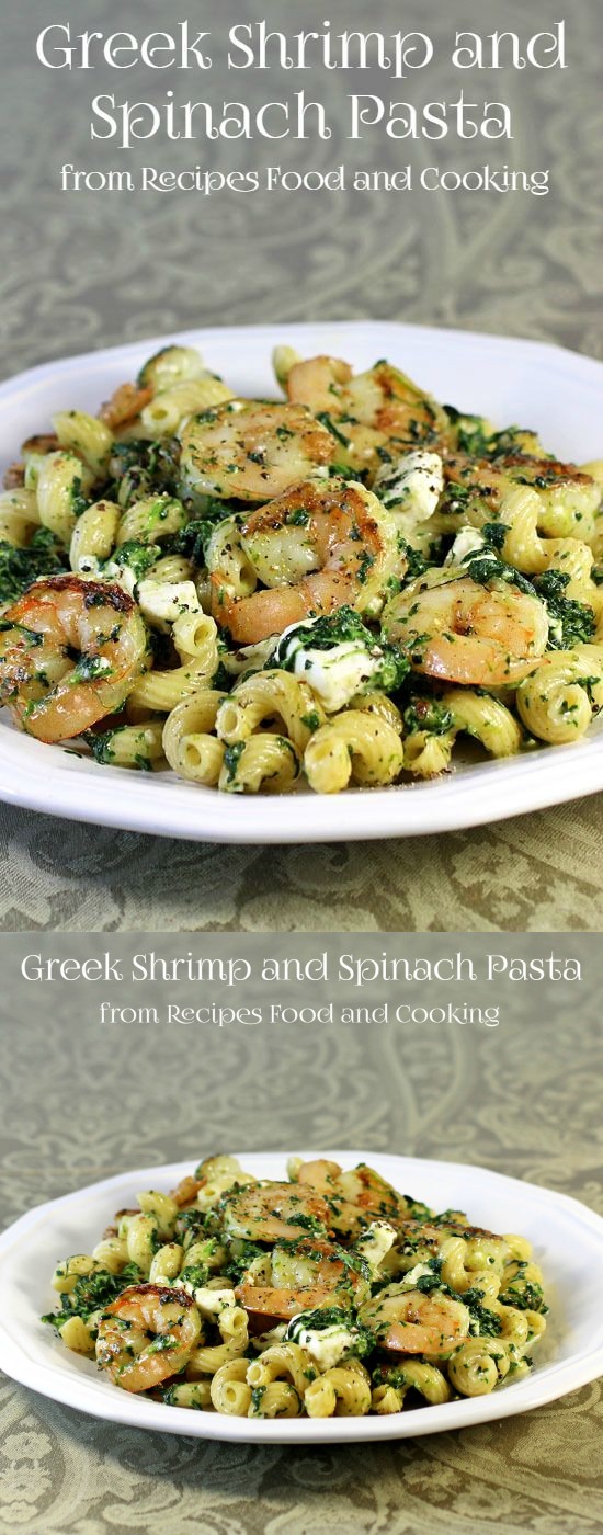 Greek Shrimp and Spinach Pasta