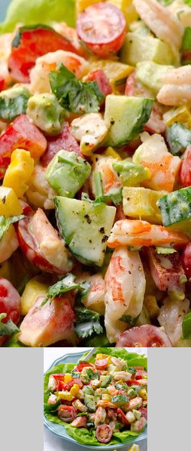 Greek Yogurt Shrimp, Avocado and Tomato Salad