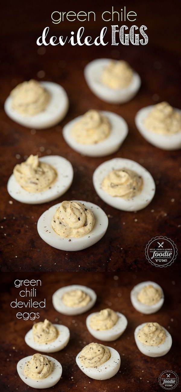 Green Chile Deviled Eggs