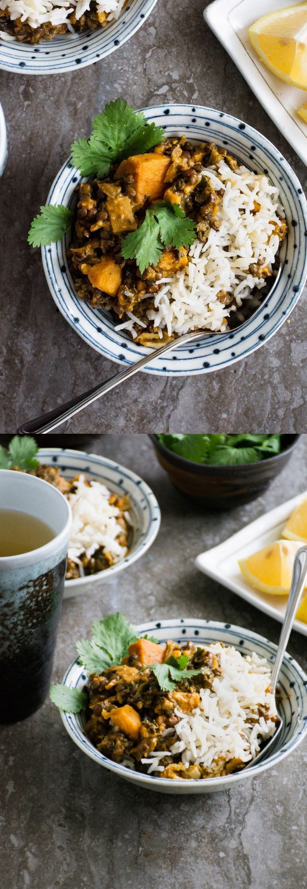 Green Lentil Curry with Kale & Yam