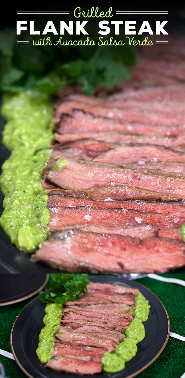 Grilled Flank Steak with Avocado Salsa Verde