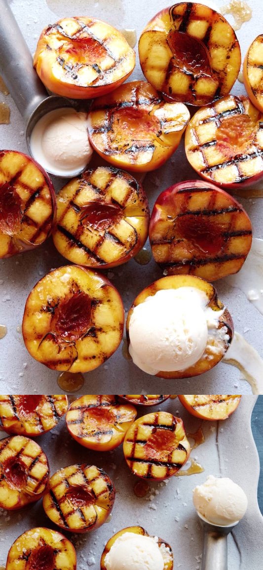 Grilled Peaches with Vanilla Ice Cream