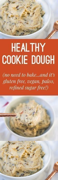 Healthy Chocolate Chip Cookie Dough (Gluten Free, Vegan, Paleo, Refined Sugar Free