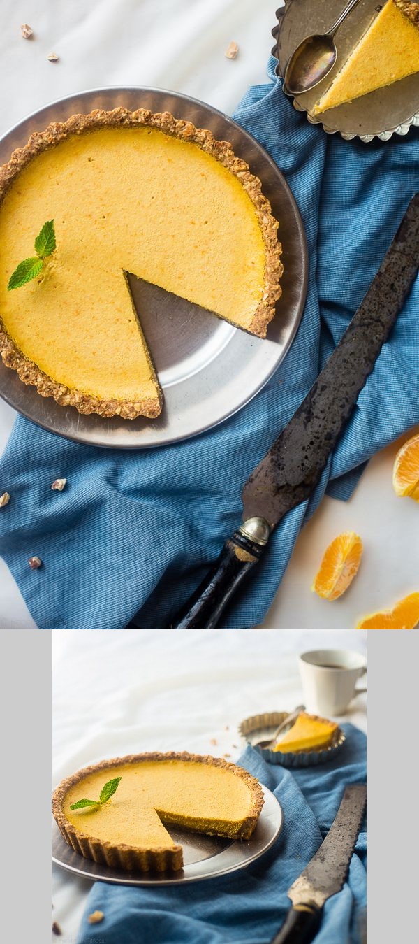 Healthy Orange Pie with Almond Crust (High Protein + Gluten Free