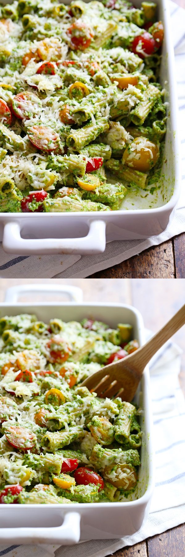 Healthy Pesto Baked Rigatoni