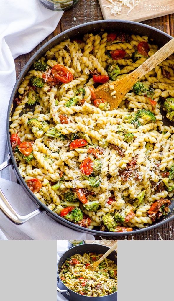 Healthy Pesto Tomato and Broccoli Pasta