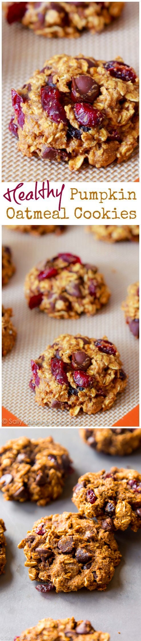 Healthy Pumpkin Chocolate Chip Oatmeal Cookies