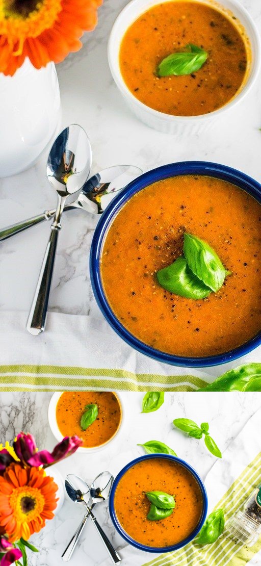 Healthy Roasted Tomato Basil Soup