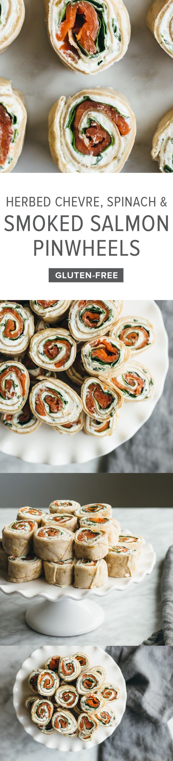 Herbed Chevre, Spinach and Smoked Salmon Pinwheel