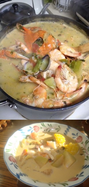 Honduran Coconut Seafood Soup (Sopa Catratcha De Mariscos Con Un