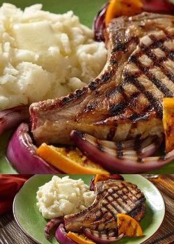 Honey BBQ Pork Chops with Grilled Oranges