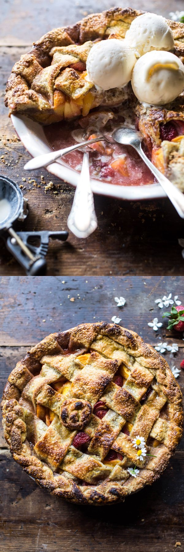 Honey Strawberry Peach Pie