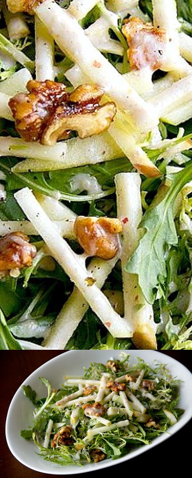 Honeycrisp Apple Salad with Candied Walnuts and Sweet Spiced Cider Vinaigrette