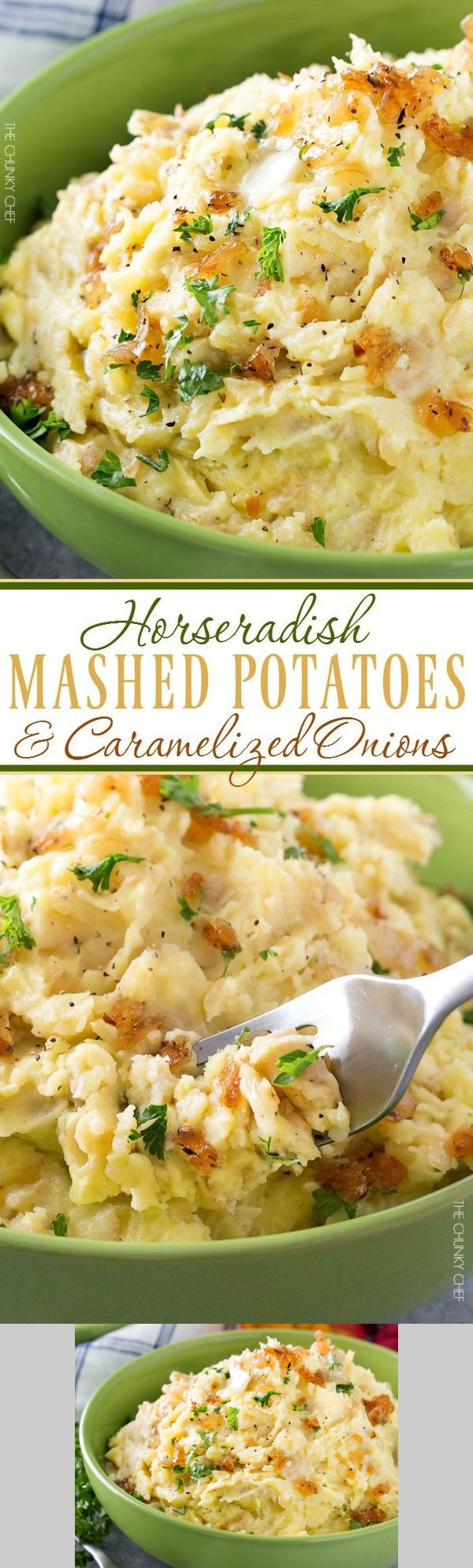 Horseradish Mashed Potatoes with Caramelized Onions