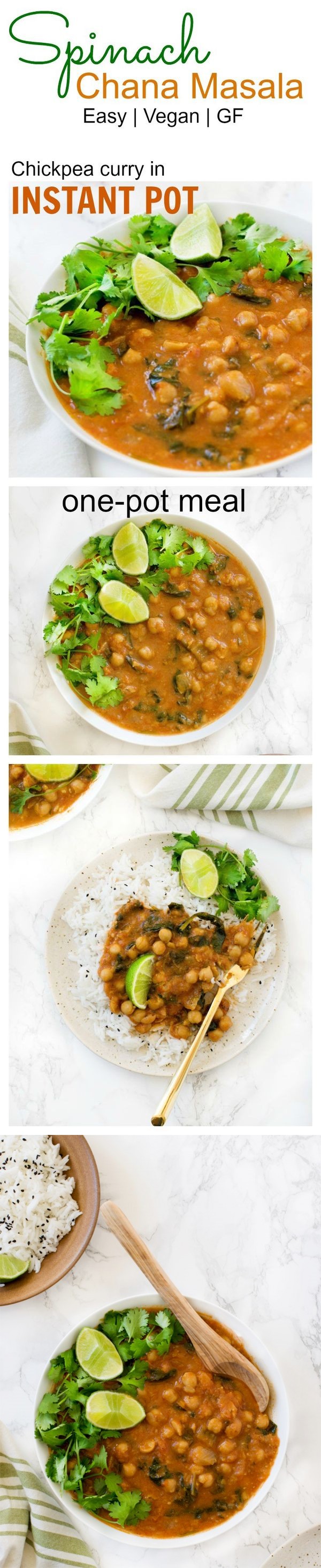 Instant Pot spinach chana masala - vegan & gluten-free