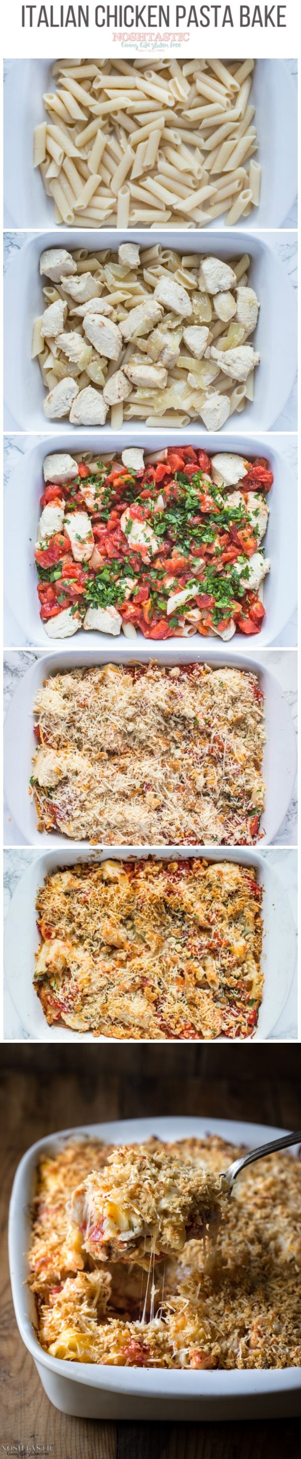 Italian Chicken Pasta Bake (gluten free, dairy free option