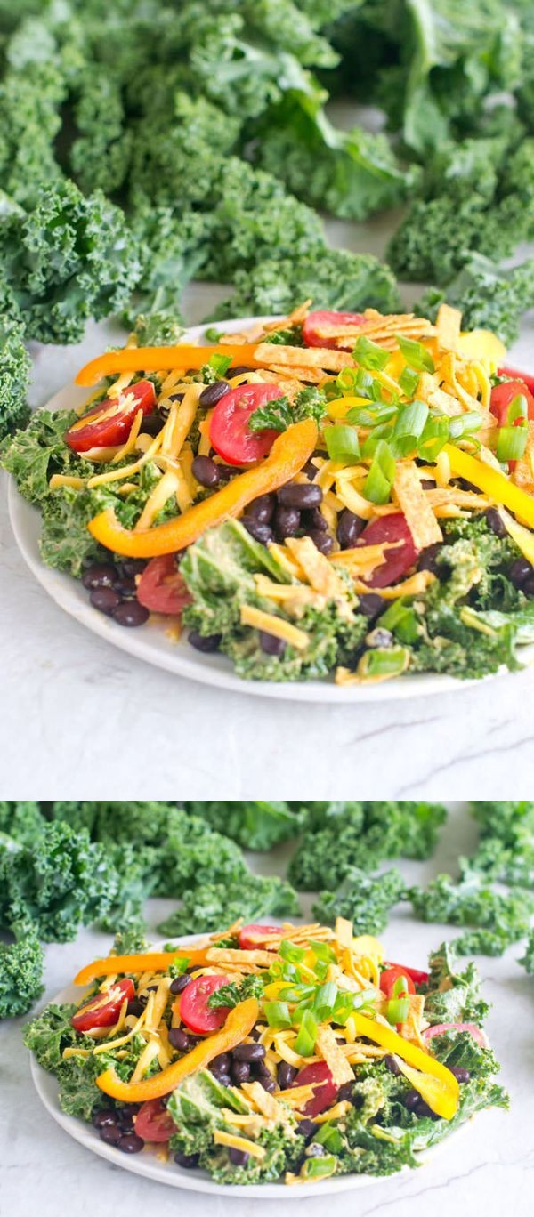 Kale Taco Salad with Chipotle Avocado Dressing