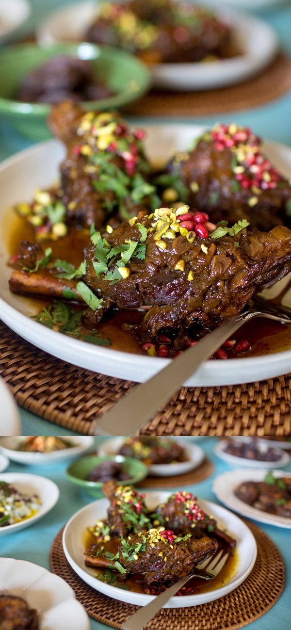 Lamb Shanks With Pomegranate and Saffron