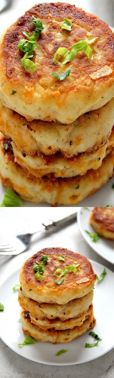 Leftover Mashed Potato Cheddar Ranch Cakes Recipe Card