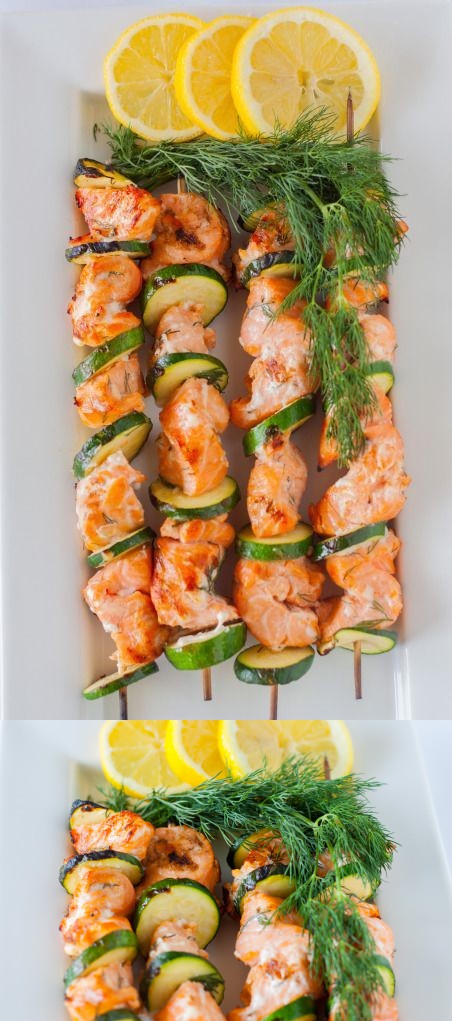 Lemon and Dill Barbecue Salmon Kabobs