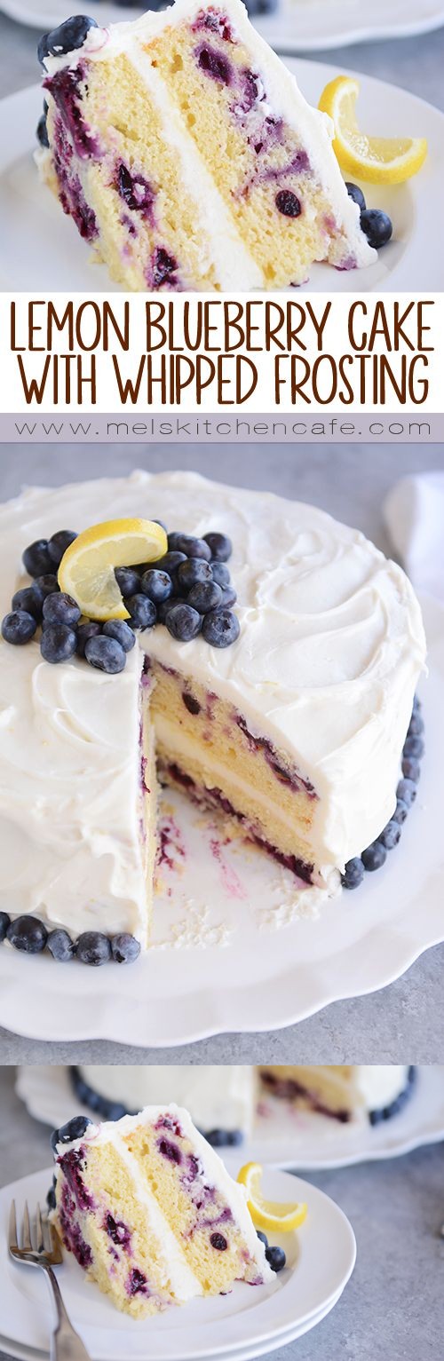 Lemon Blueberry Cake with Whipped Lemon Cream Cheese Frosting