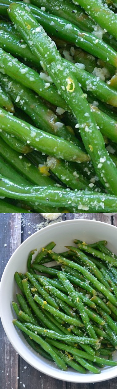 Lemon Butter Green Beans with Garlic and Parmesan