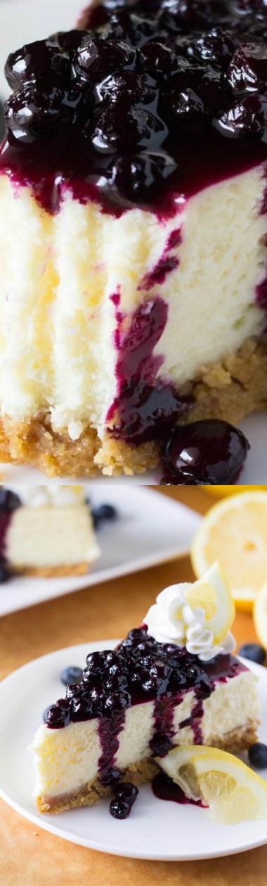 Lemon Cheesecake with Blueberry Compote