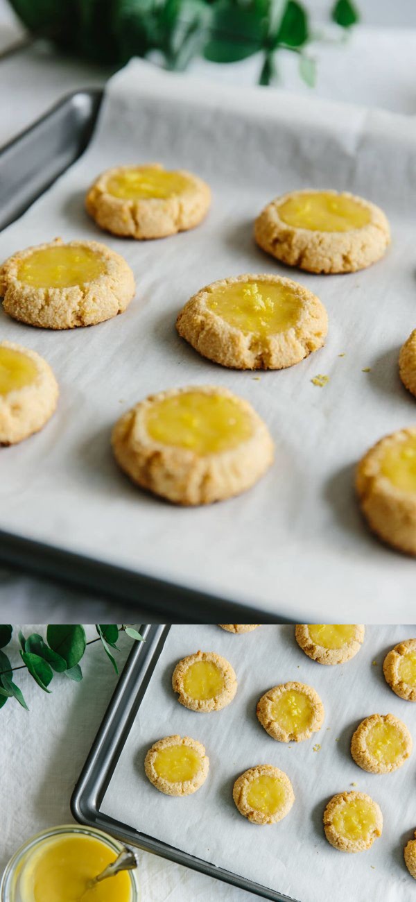 Lemon Curd Thumbprint Cookies (gluten-free, paleo