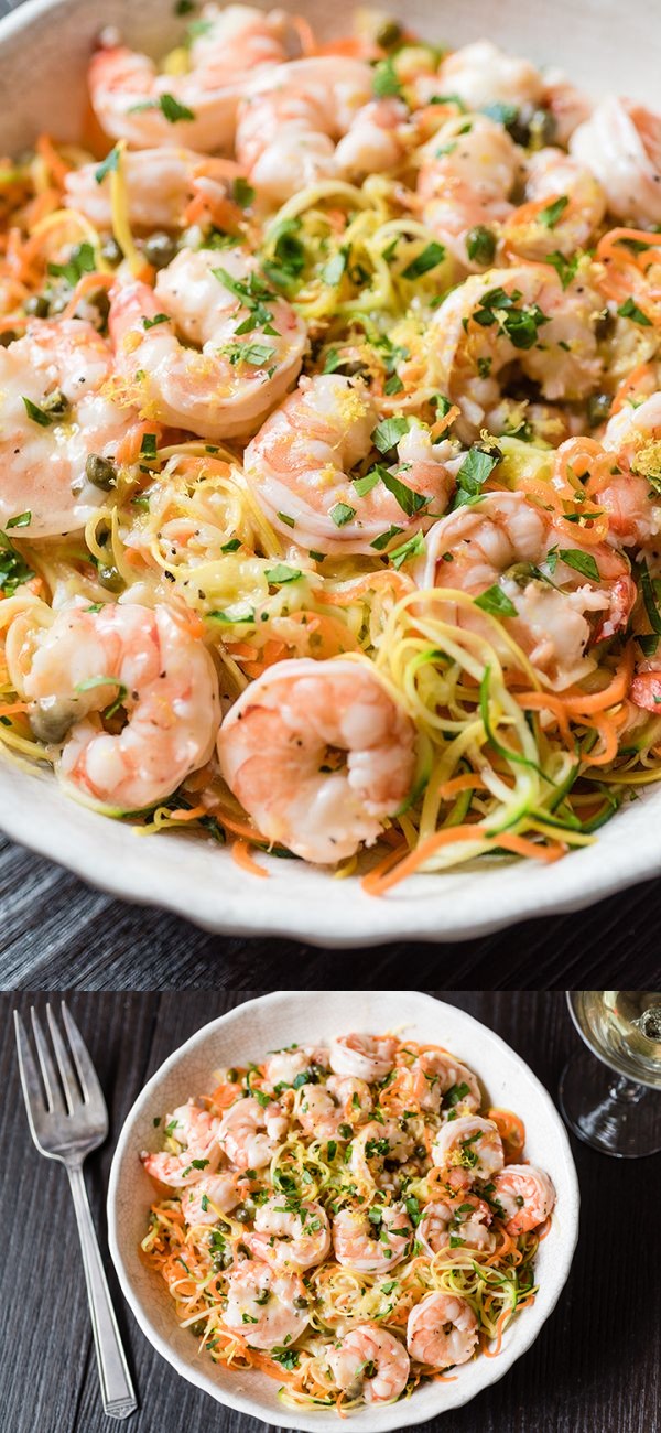 Lemon Garlic Shrimp and Spiralizer Veggie Pasta