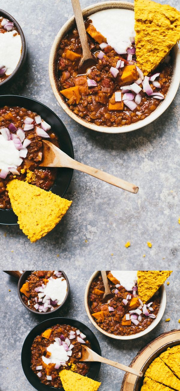 Lentil and Sweet Potato Vegetarian Chili