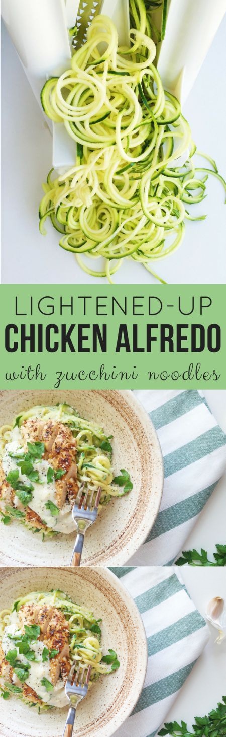 Lightened Up Chicken Alfredo with Zucchini Noodles