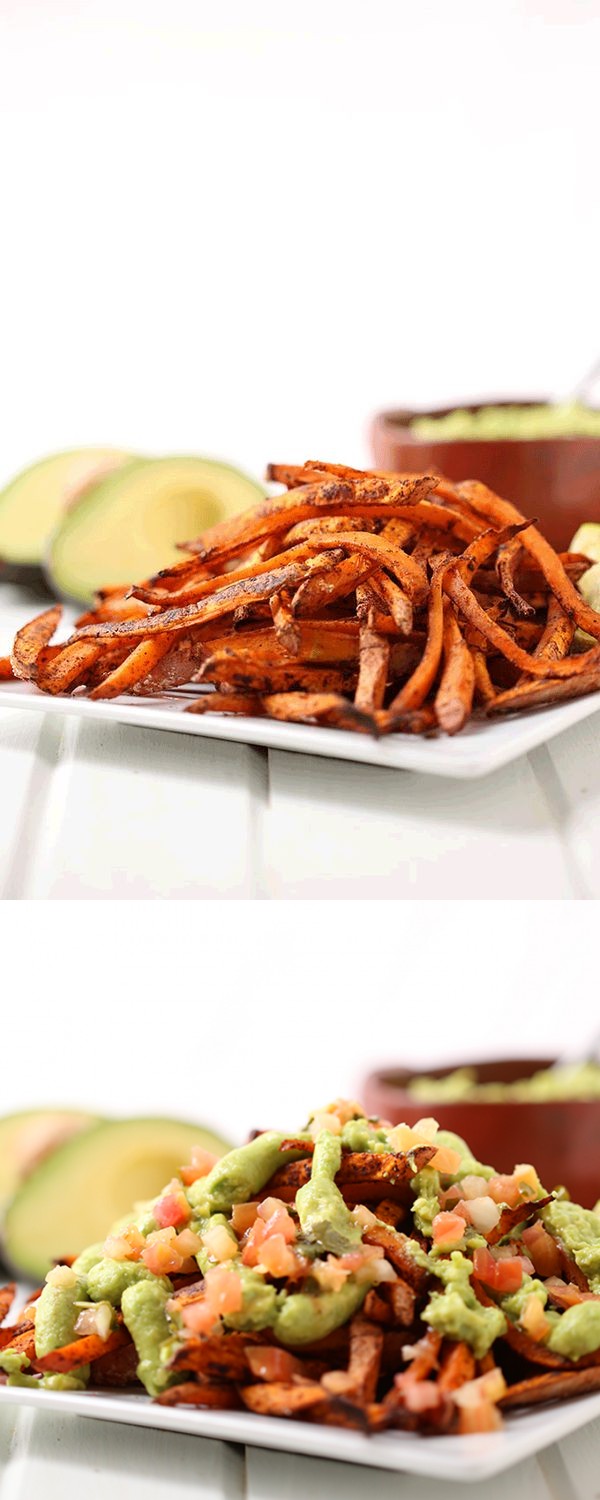 Loaded Guacamole Sweet Potato Fries